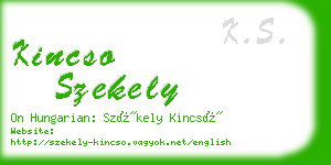 kincso szekely business card